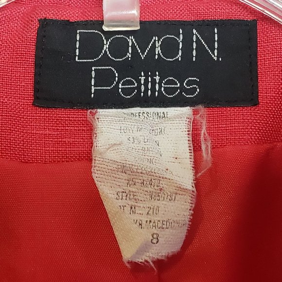 Vintage Short Red Jacket David N Petites Size 8 Silver Zipper Sticks On Bottom 8 - Picture 5 of 8